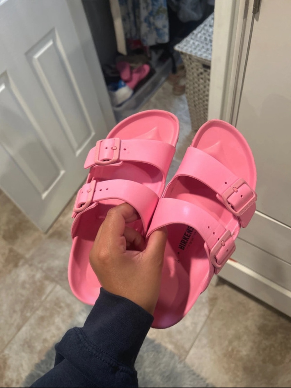 Birkenstock Pink Double-Buckle EVA Slide Sandals